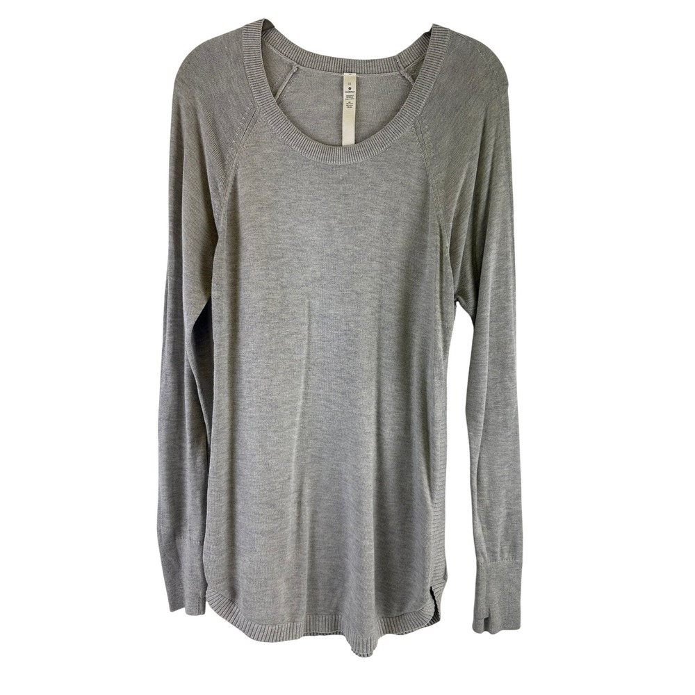 Lululemon Hello Aloe Pullover Sweater Heathered Grey Modal Silk Blend Womens 10